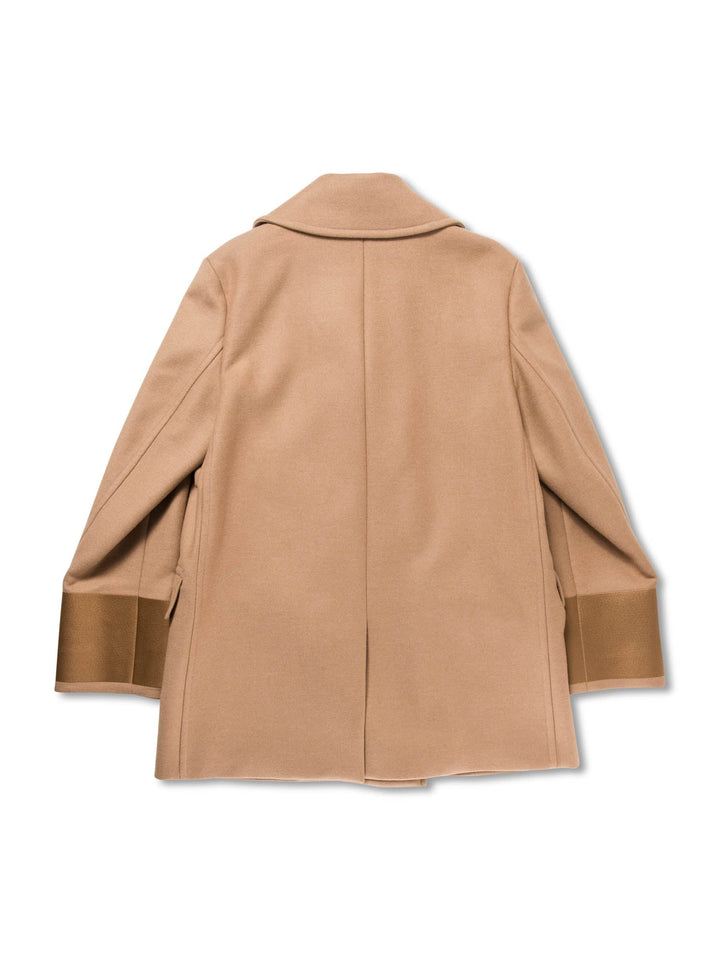 Burberry Wool Anchor Buttoned Coat Camel Brown