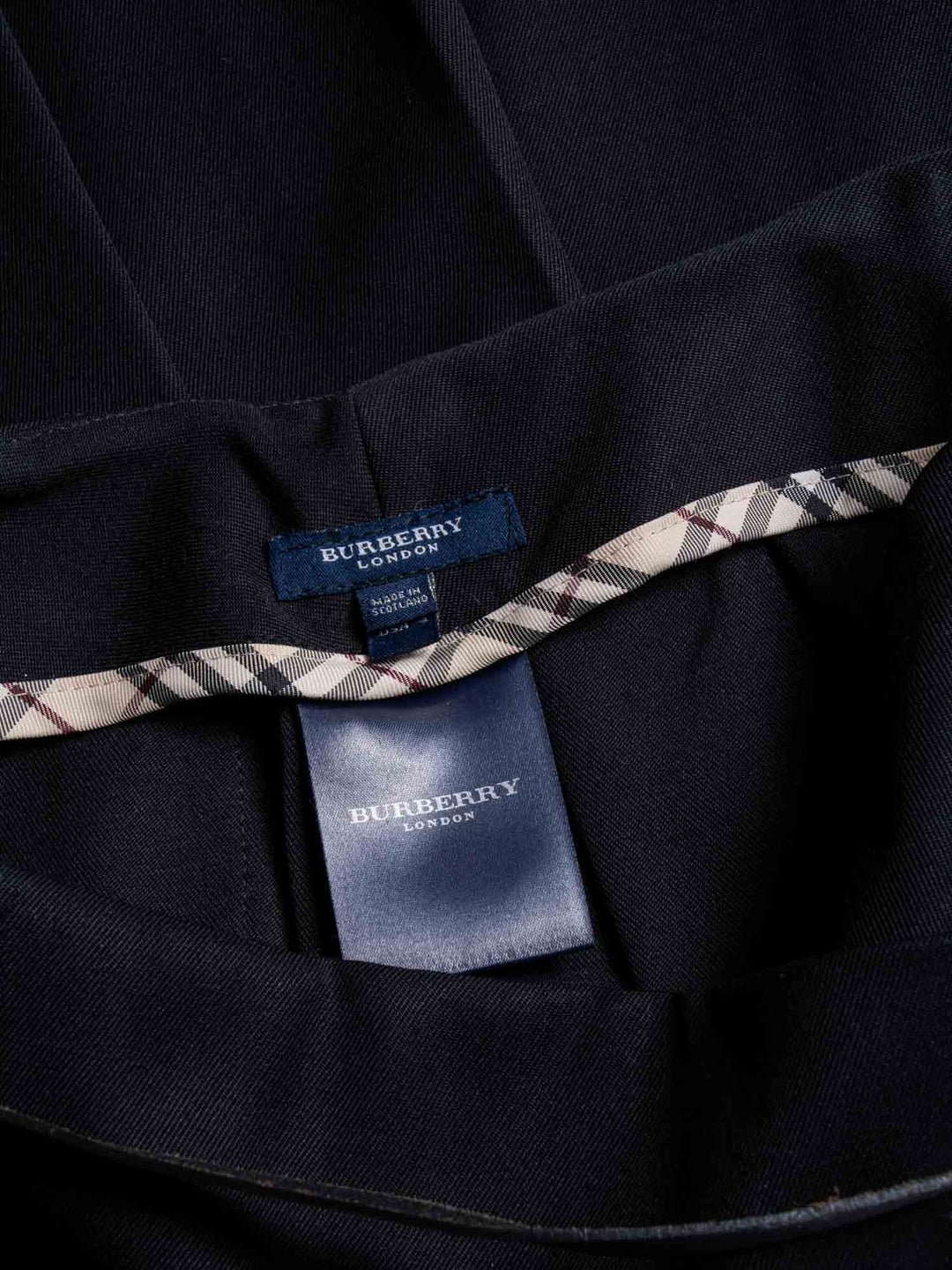 Burberry Wool Belted Pin Pleated Fringe Skirt Black