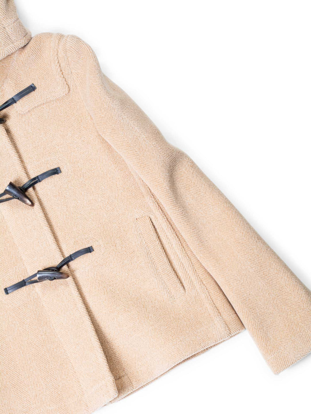 Burberry Wool Toggle Closure Hooded Duffle Jacket Beige