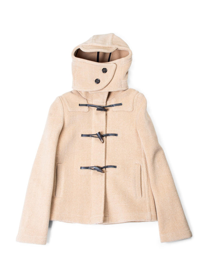 Burberry Wool Toggle Closure Hooded Duffle Jacket Beige-designer resale