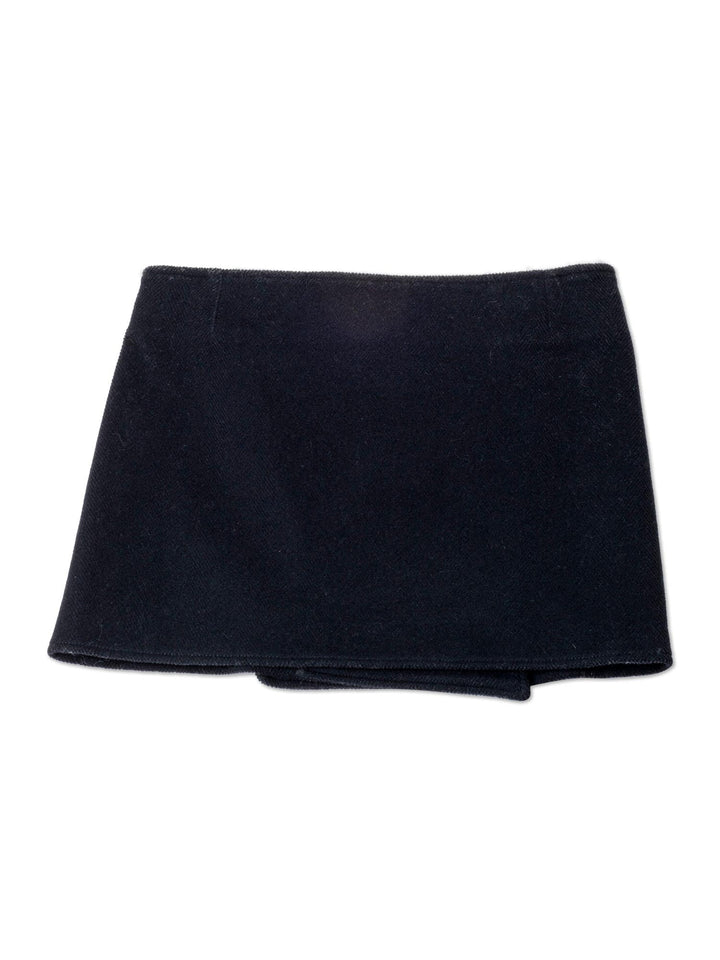 Burberry Wool Toggle Wrap Mini Skirt Black