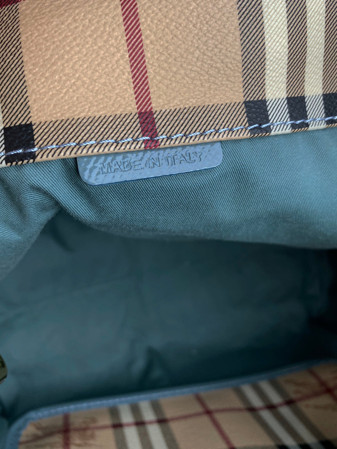 Burberry Blue Trim Haymarket Tote Bag