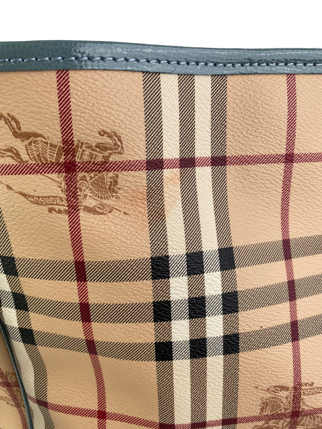 Burberry Blue Trim Haymarket Tote Bag