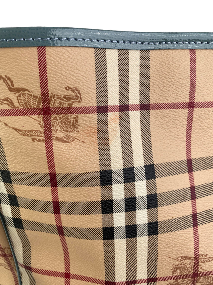 Burberry Blue Trim Haymarket Tote Bag