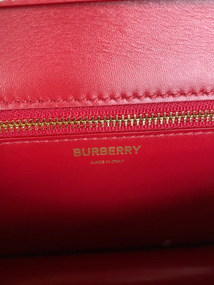 Burberry Mini Canvas TB Bag with Red Trim