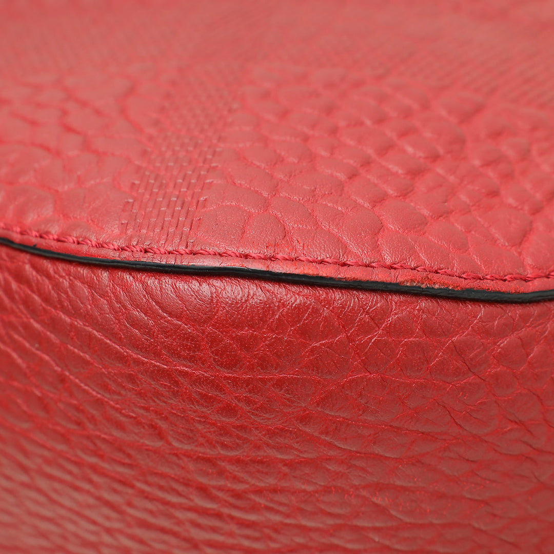 Burberry Red Check Embossed Orchard Satchel Bag