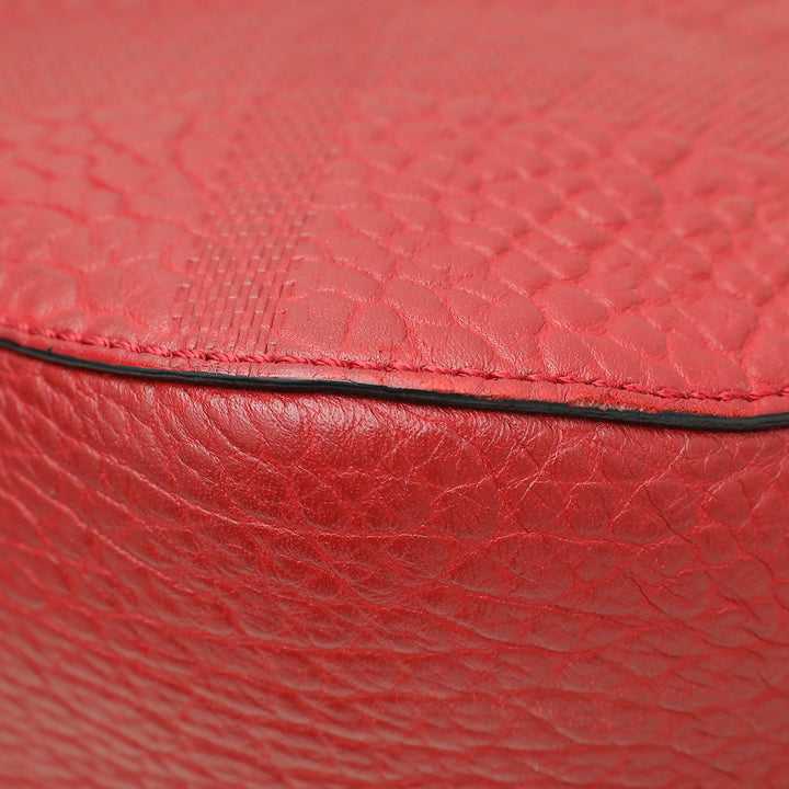 Burberry Red Check Embossed Orchard Satchel Bag