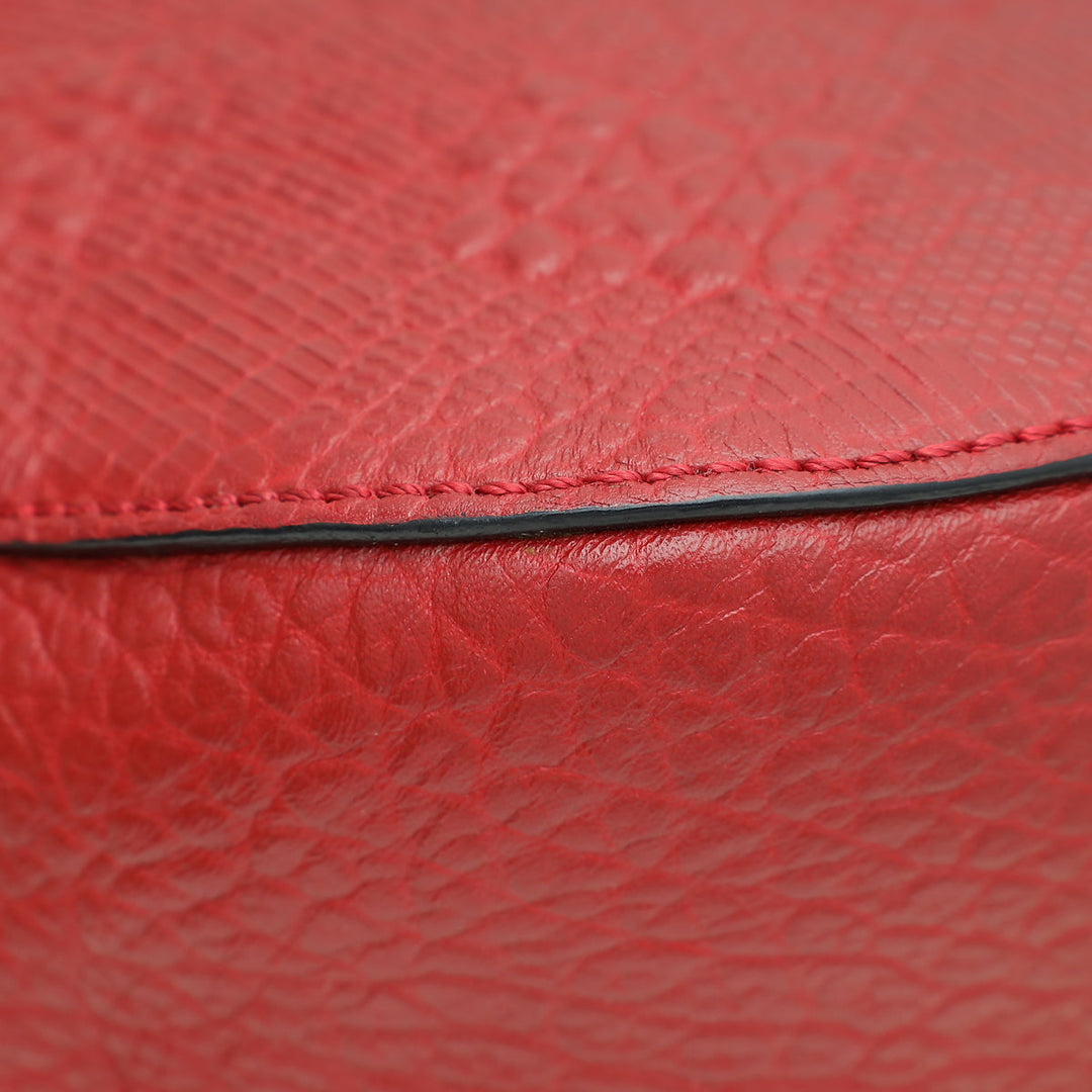 Burberry Red Check Embossed Orchard Satchel Bag