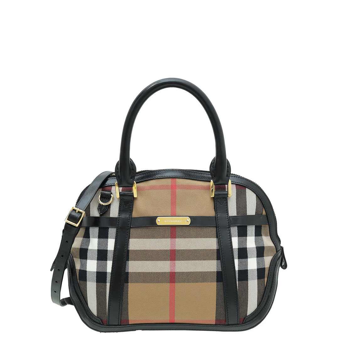Burberry Housecheck Black Orchard Satchel Medium Bag