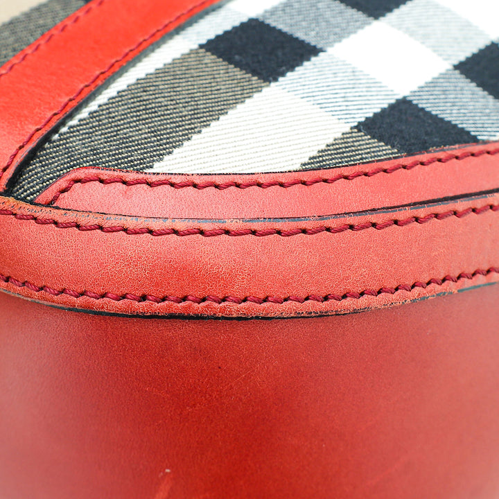 Burberry Bicolor House Check Orchard Satchel Bag