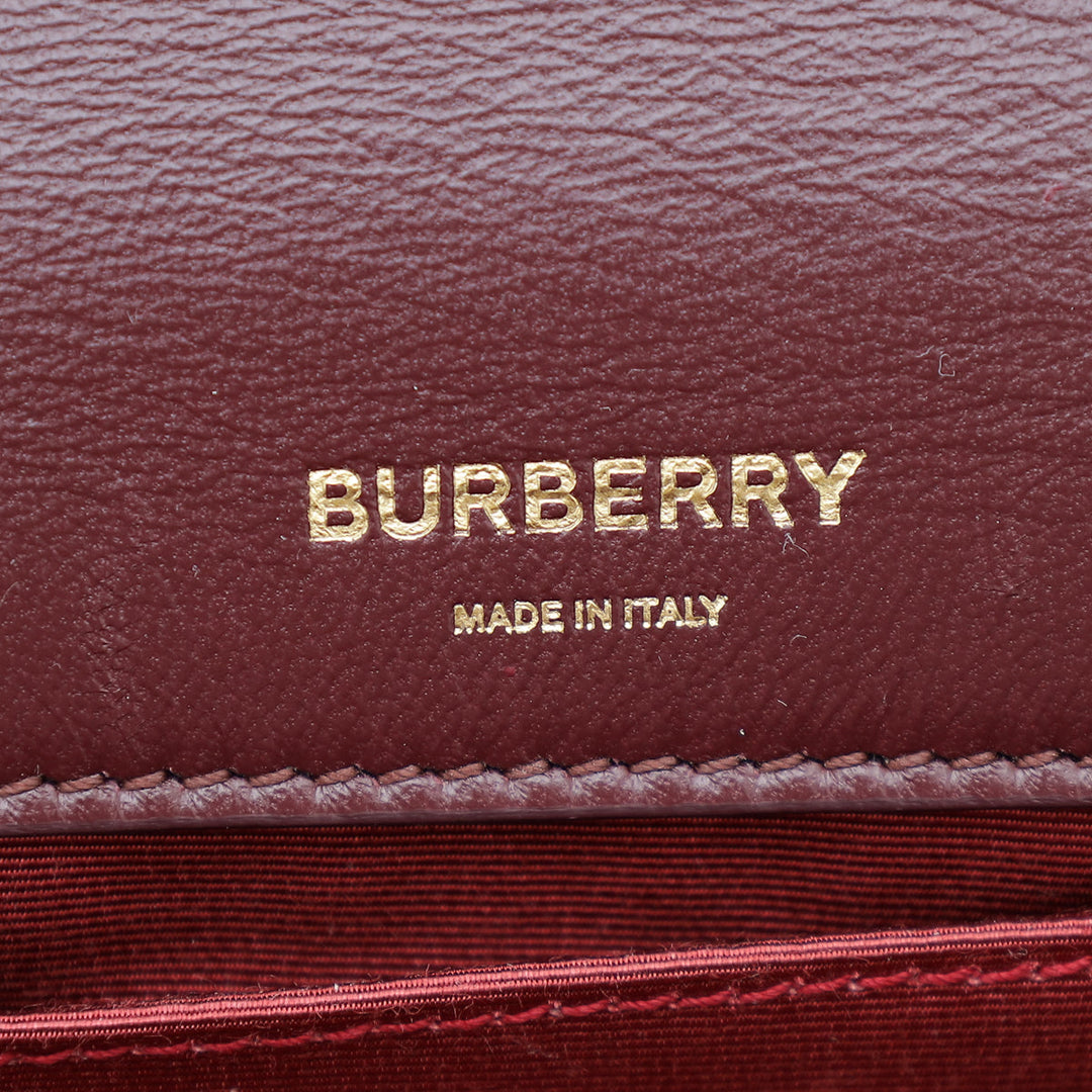 Burberry Dark Maroon Quilted Lola Small Chain Bag