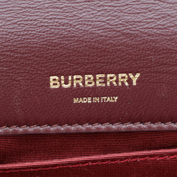 Burberry Dark Maroon Quilted Lola Small Chain Bag