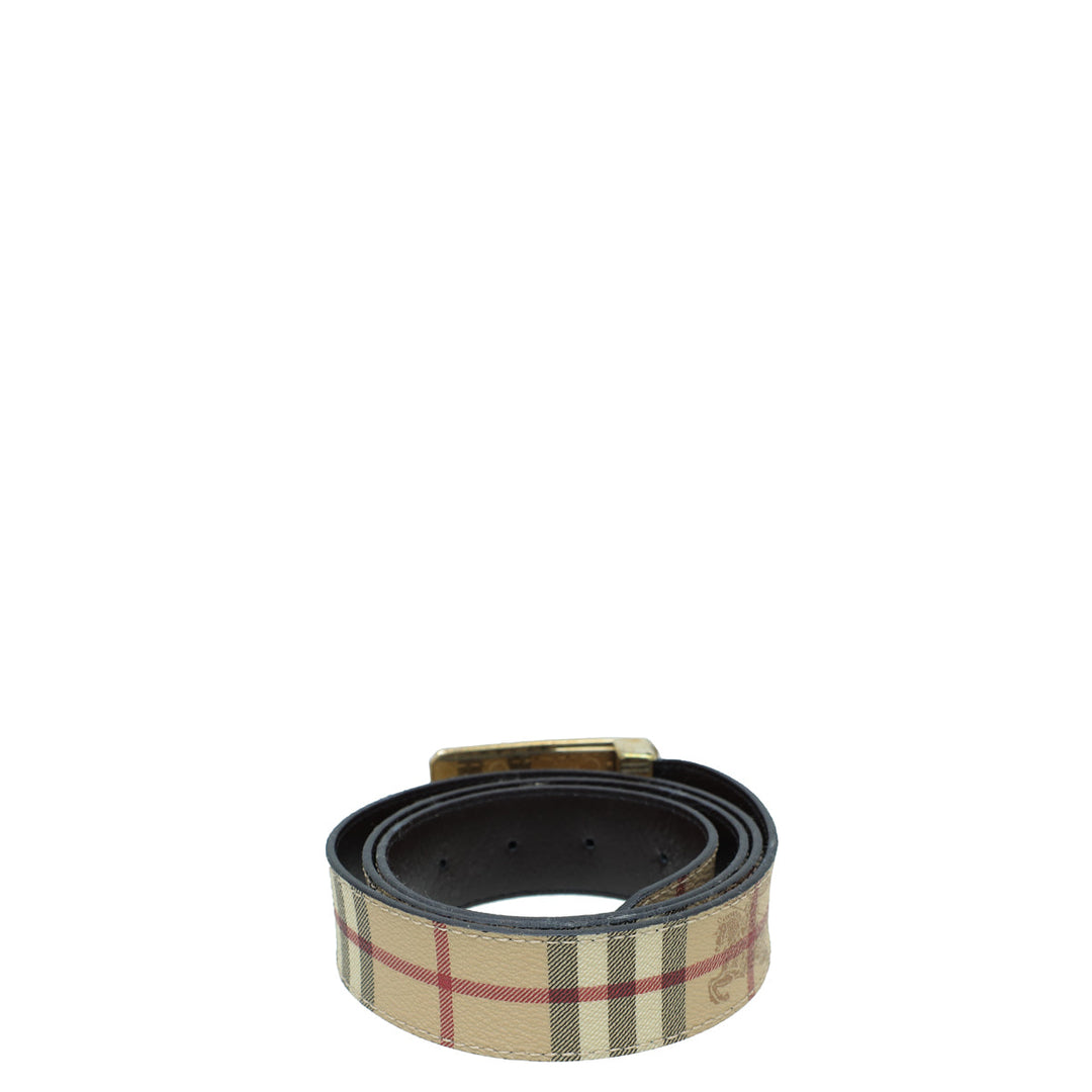 Burberry Archive Beige Reversible Haymarket Check Buckle Belt 40