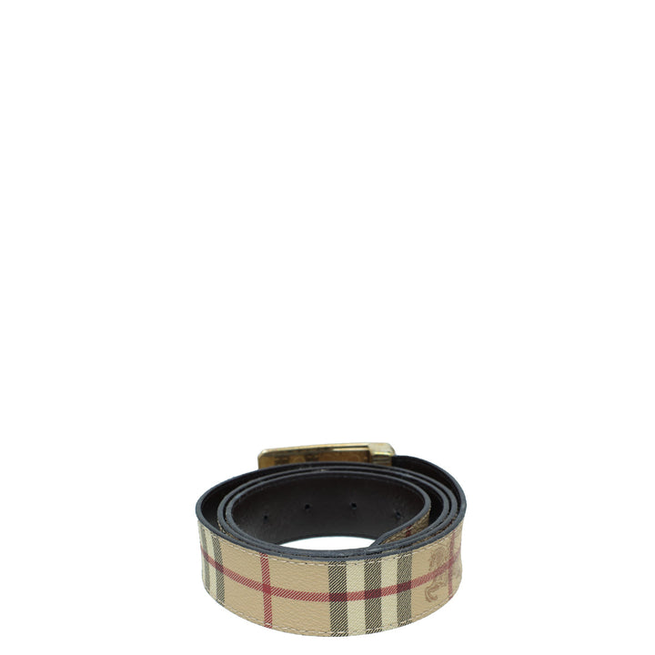 Burberry Archive Beige Reversible Haymarket Check Buckle Belt 40
