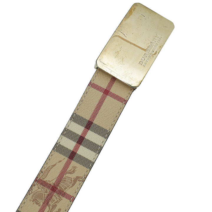 Burberry Archive Beige Reversible Haymarket Check Buckle Belt 40