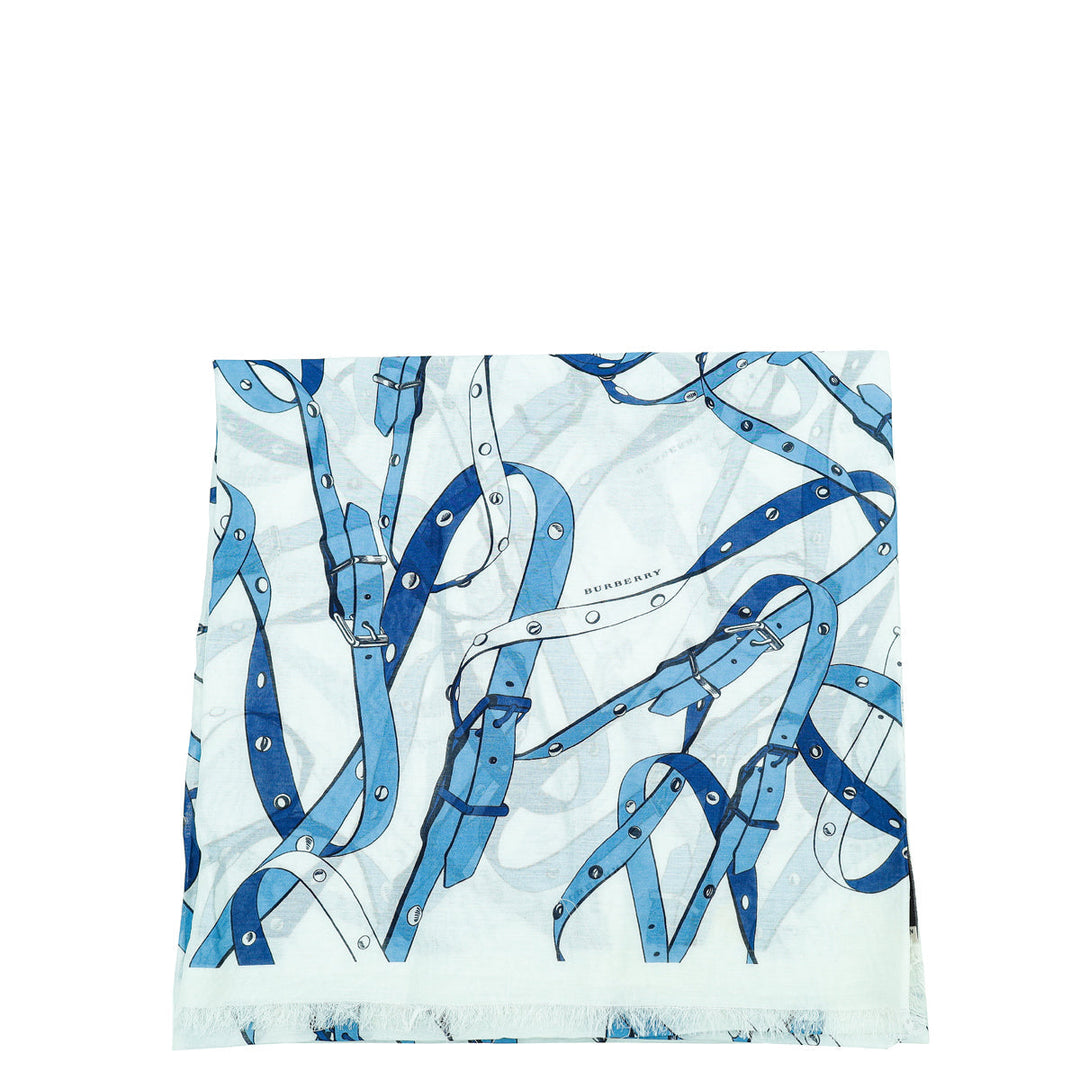 Burberry Bicolor Strap Print Fringe Scarf