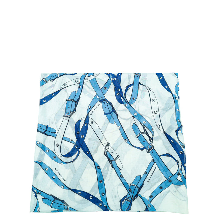 Burberry Bicolor Strap Print Fringe Scarf