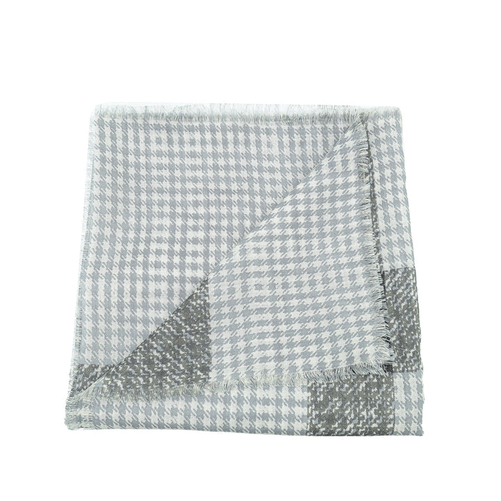Burberry Gray Houndstooth Check Print Fringe Scarf