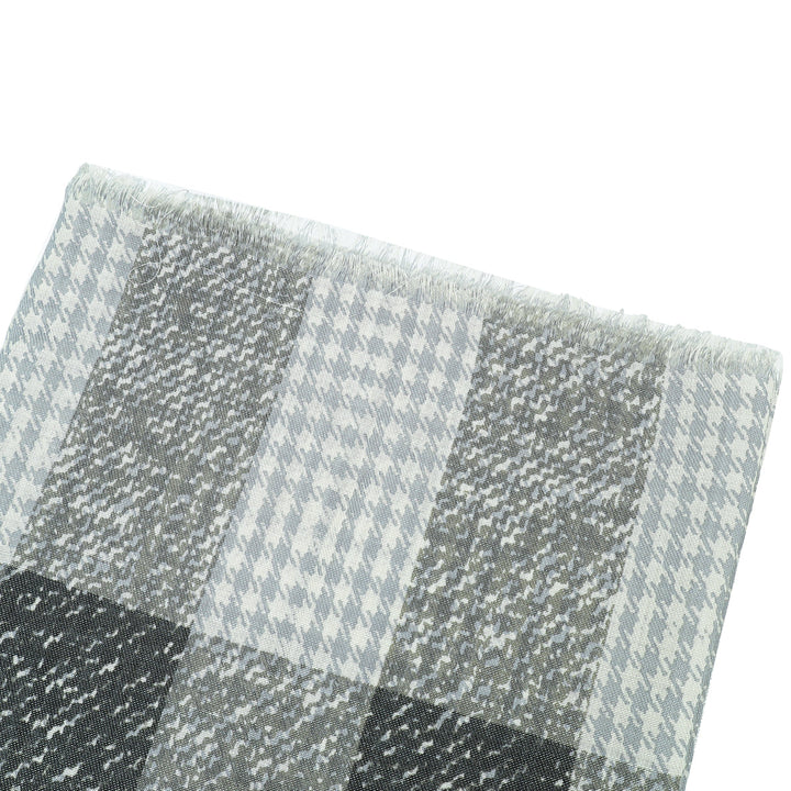 Burberry Gray Houndstooth Check Print Fringe Scarf