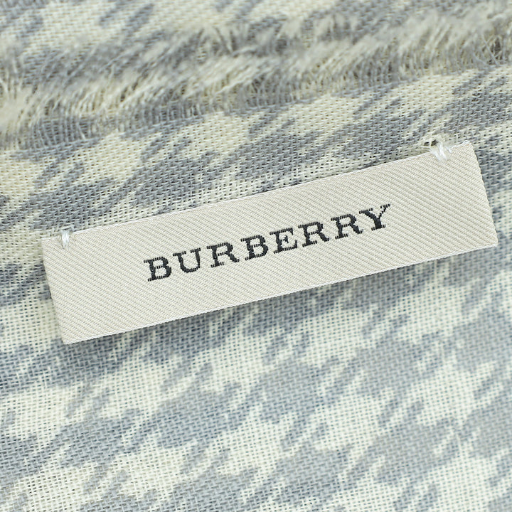 Burberry Gray Houndstooth Check Print Fringe Scarf