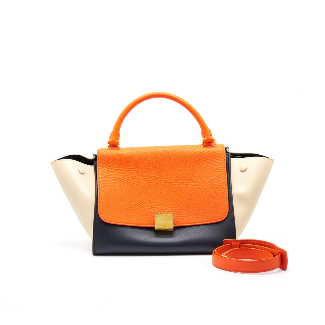 Top Quality Celine trapeze Small orange/cream/black