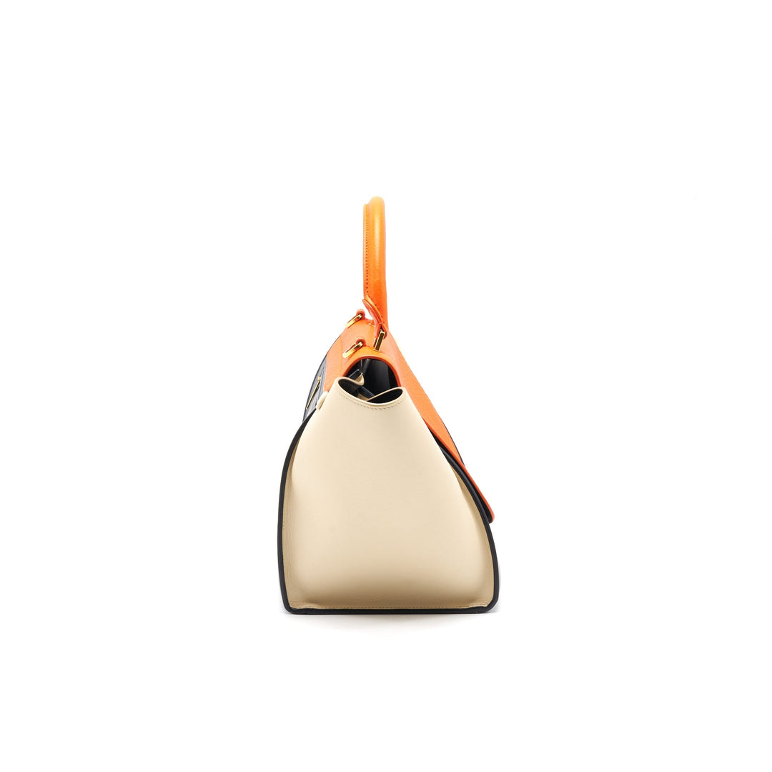 Top Quality Celine trapeze Small orange/cream/black