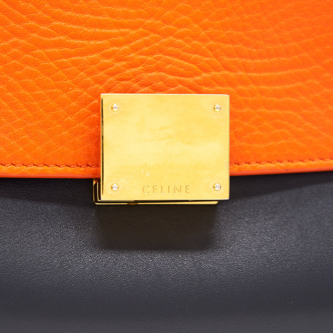 Top Quality Celine trapeze Small orange/cream/black