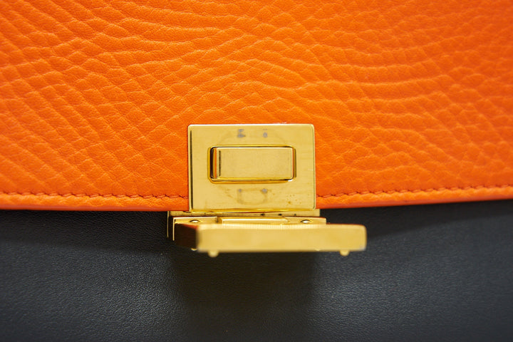 Top Quality Celine trapeze Small orange/cream/black
