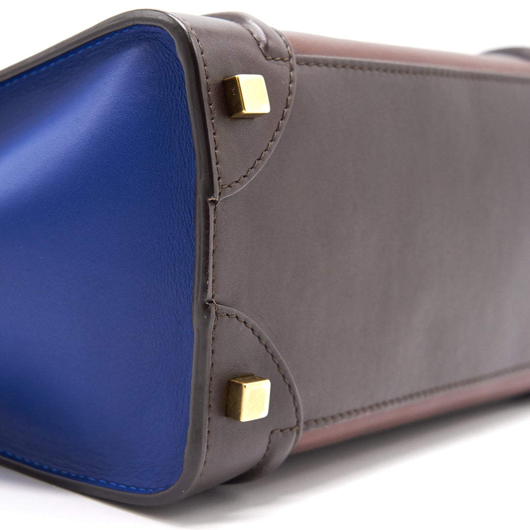 Celine Micro Luggage Bag Burgendy, Brown, Blue
