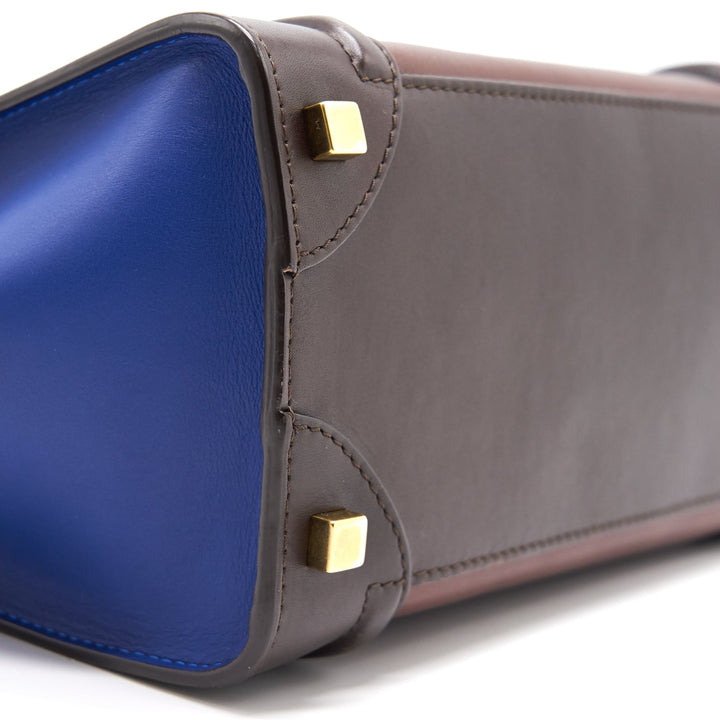 Celine Micro Luggage Bag Burgendy, Brown, Blue