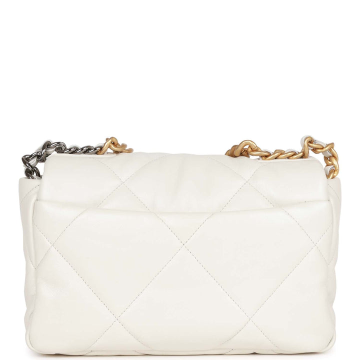 Top Quality Chanel Medium 19 Flap Bag White Calfskin Mixed Hardware