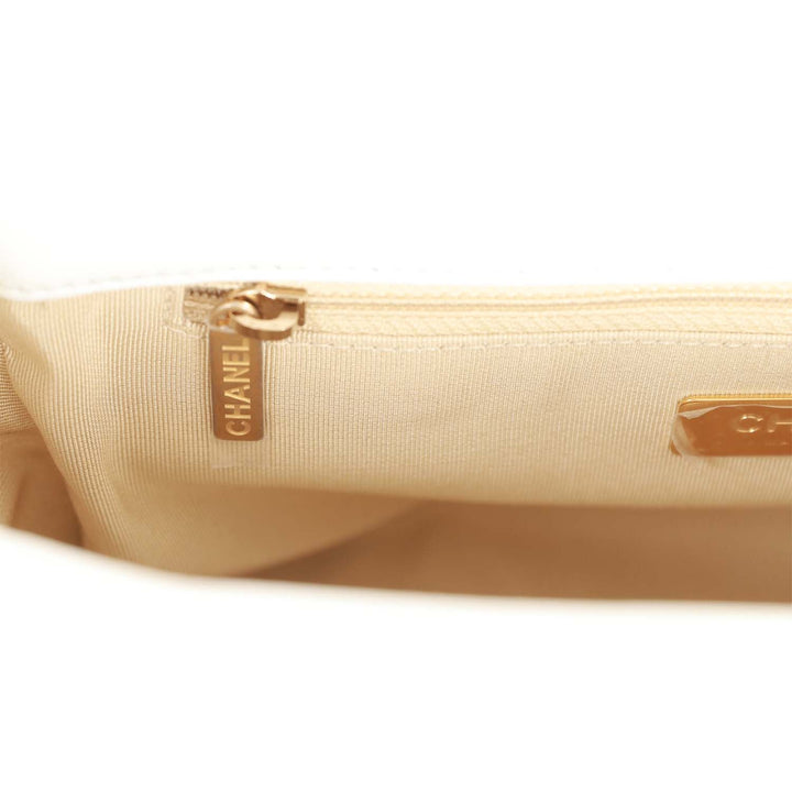 Top Quality Chanel Medium 19 Flap Bag White Calfskin Mixed Hardware