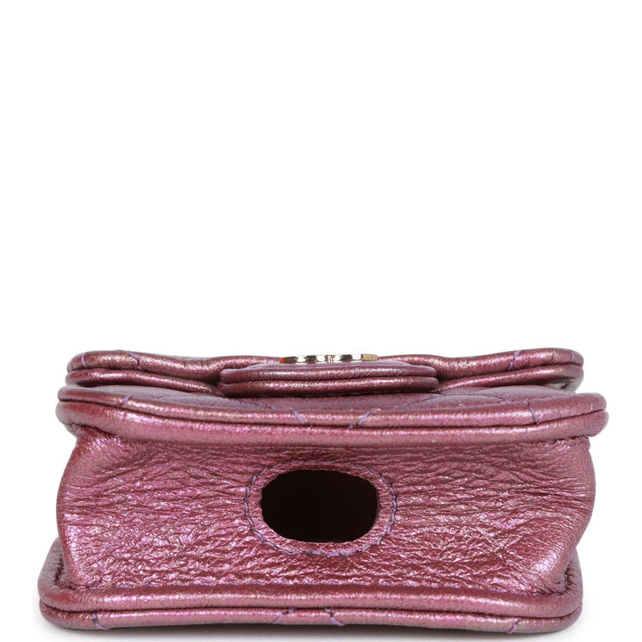 Top Quality Chanel AirPods Pro Case Purple Iridescent Lambskin Light Gold Hardware