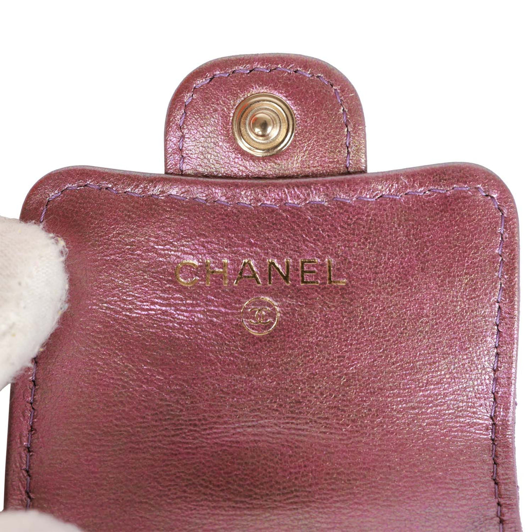 Top Quality Chanel AirPods Pro Case Purple Iridescent Lambskin Light Gold Hardware