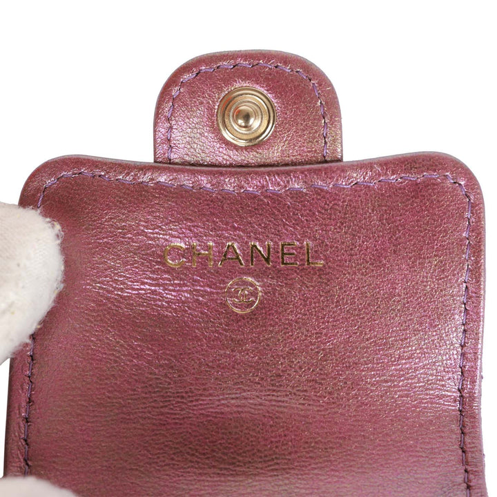 Top Quality Chanel AirPods Pro Case Purple Iridescent Lambskin Light Gold Hardware