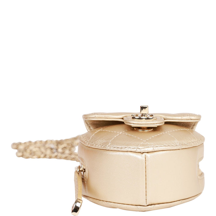 Top Quality Chanel CC In Love Heart Necklace Bag Gold Lambskin Light Gold Hardware