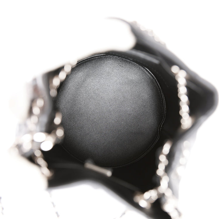 Top Quality Chanel Mini Bucket Bag Black Lambskin Silver Hardware