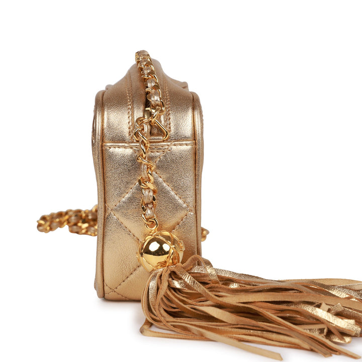 Vintage Top Quality Chanel CC Camera Bag Gold Metallic Lambskin Gold Hardware