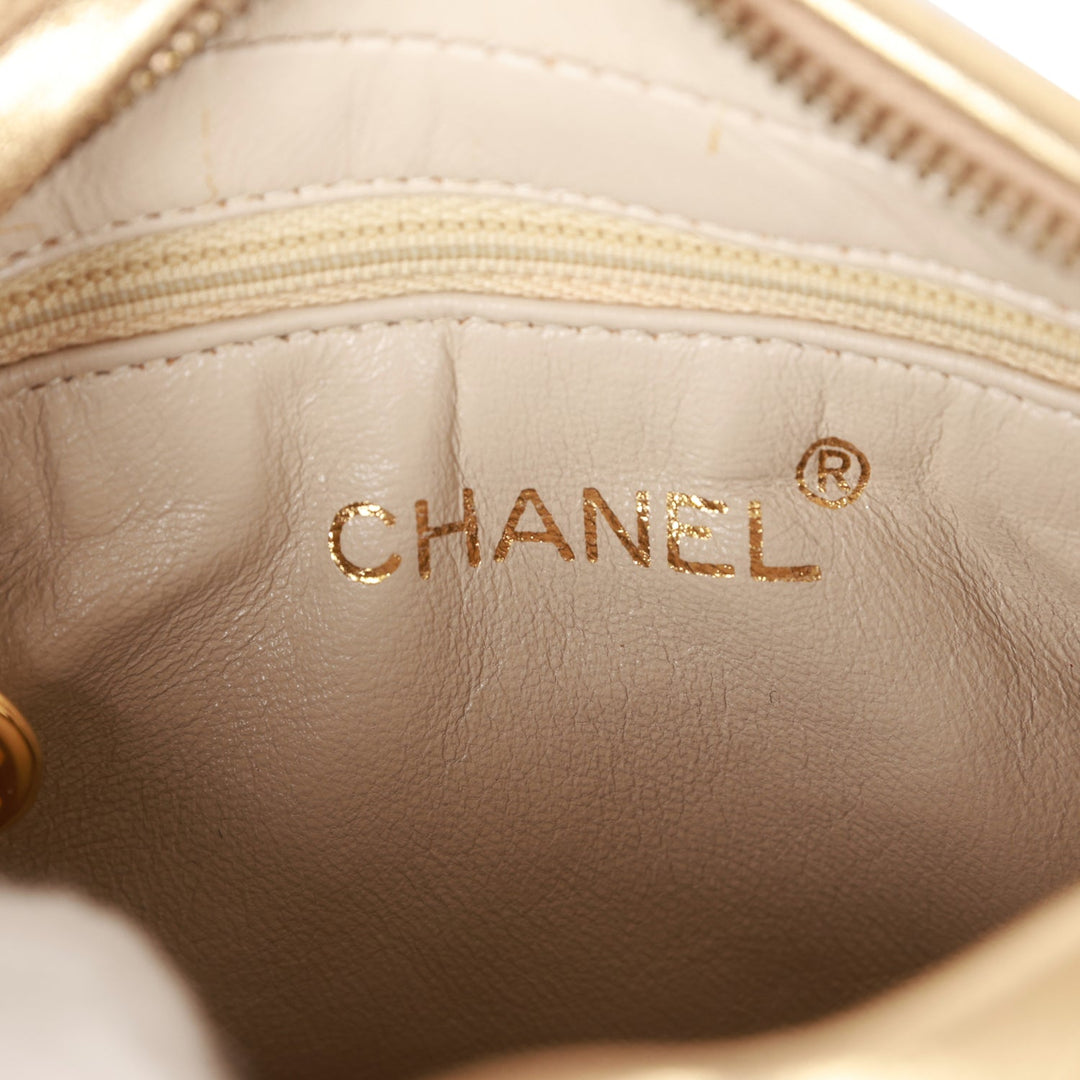 Vintage Top Quality Chanel CC Camera Bag Gold Metallic Lambskin Gold Hardware