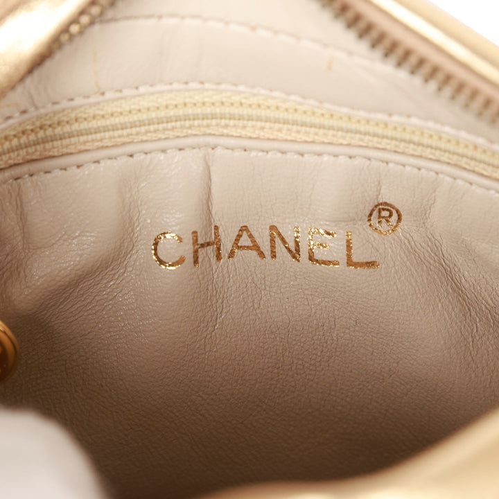 Vintage Top Quality Chanel CC Camera Bag Gold Metallic Lambskin Gold Hardware