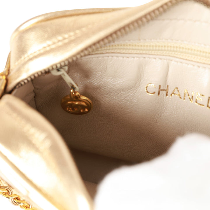 Vintage Top Quality Chanel CC Camera Bag Gold Metallic Lambskin Gold Hardware