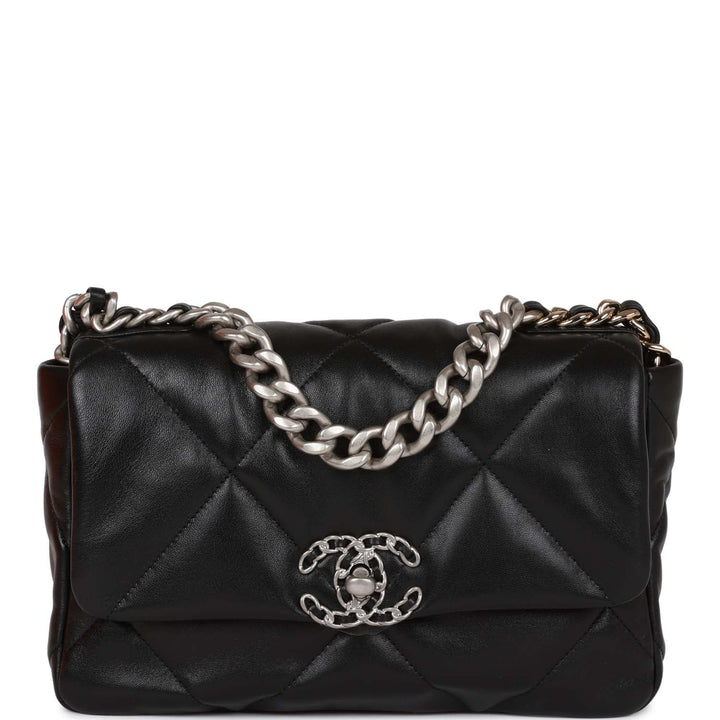 Top Quality Chanel Medium 19 Flap Bag Black Lambskin Mixed Hardware