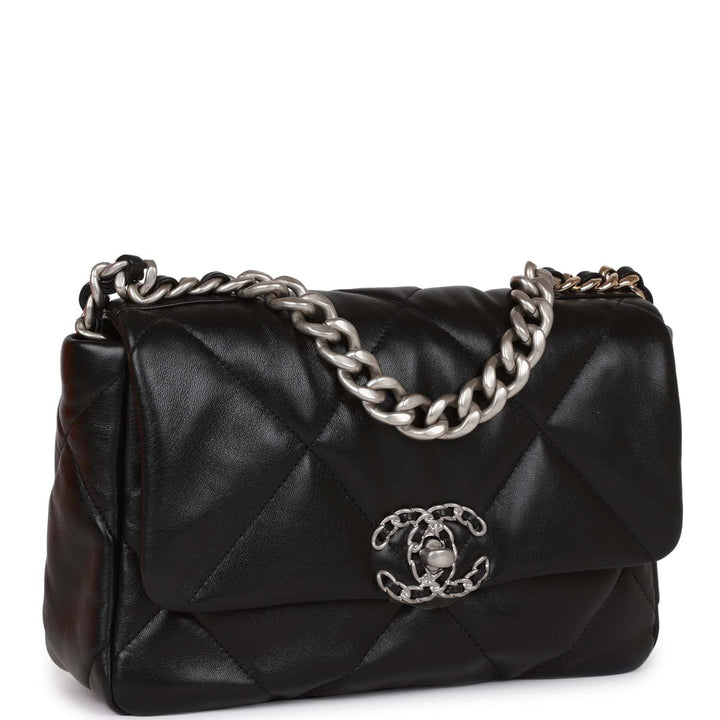Top Quality Chanel Medium 19 Flap Bag Black Lambskin Mixed Hardware
