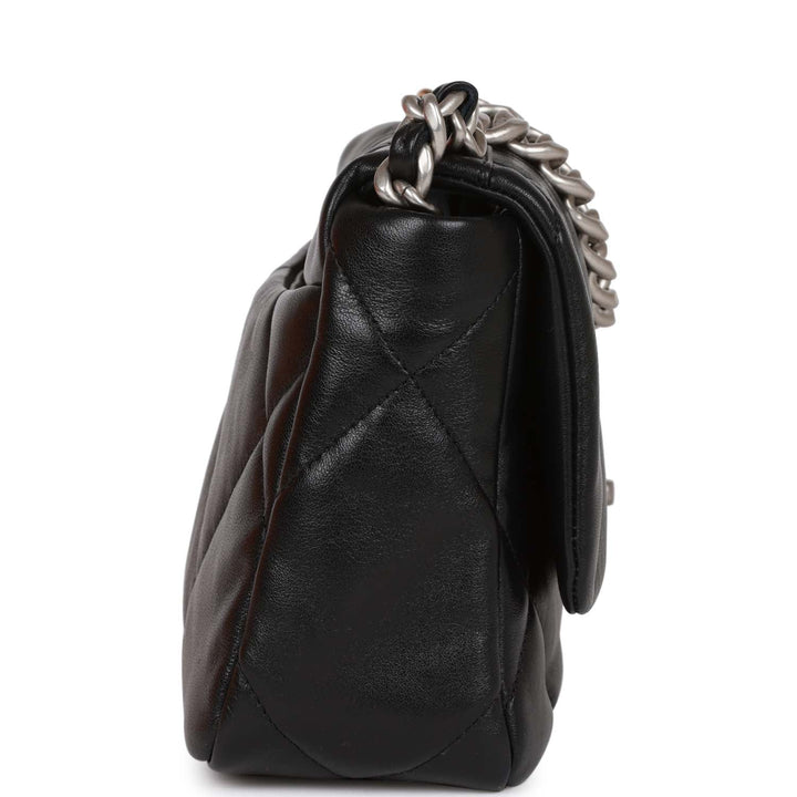 Top Quality Chanel Medium 19 Flap Bag Black Lambskin Mixed Hardware