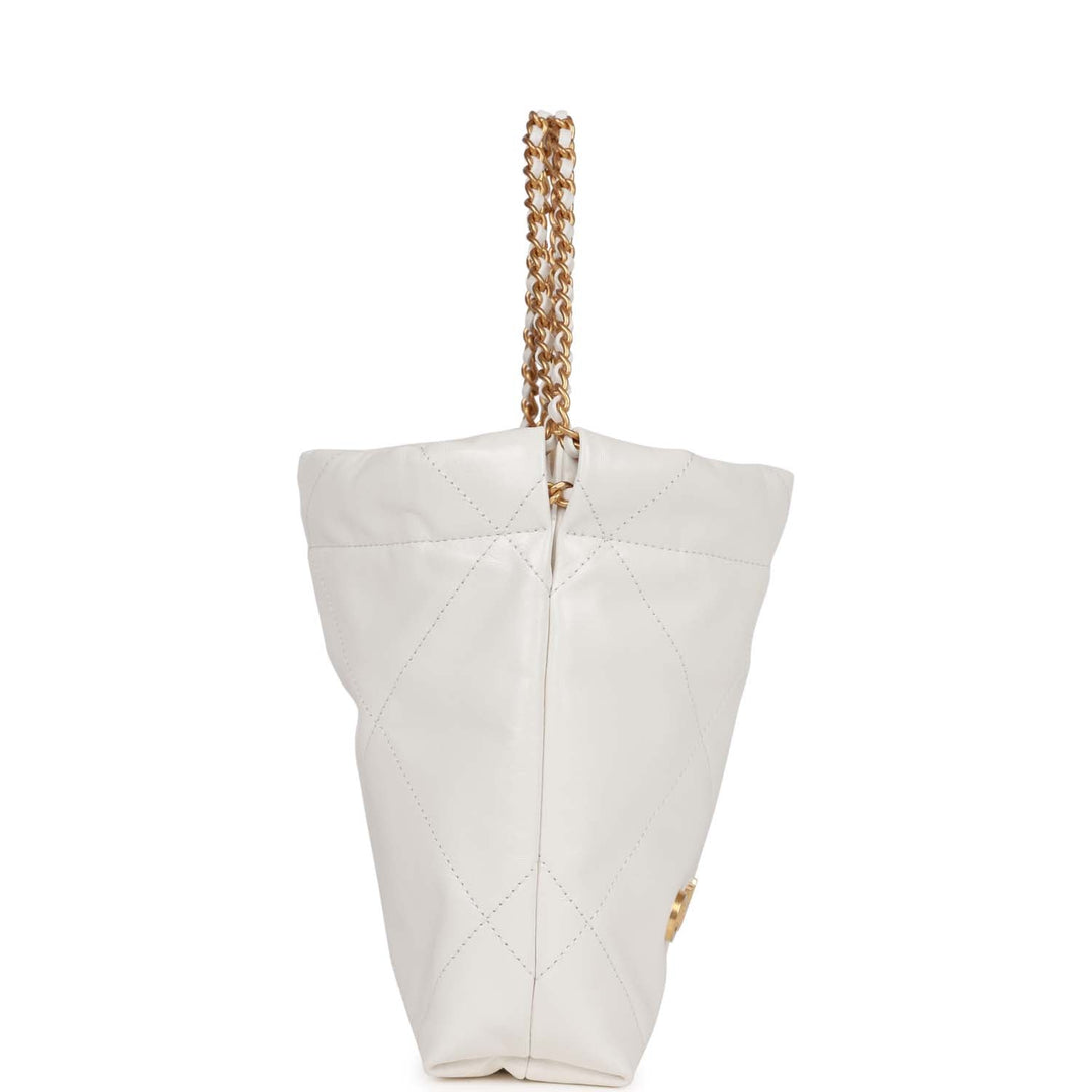 Top Quality Chanel Mini 22 Bag White Calfskin Gold Hardware