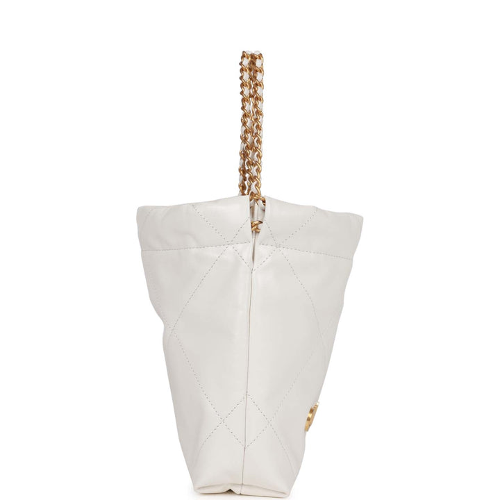 Top Quality Chanel Mini 22 Bag White Calfskin Gold Hardware