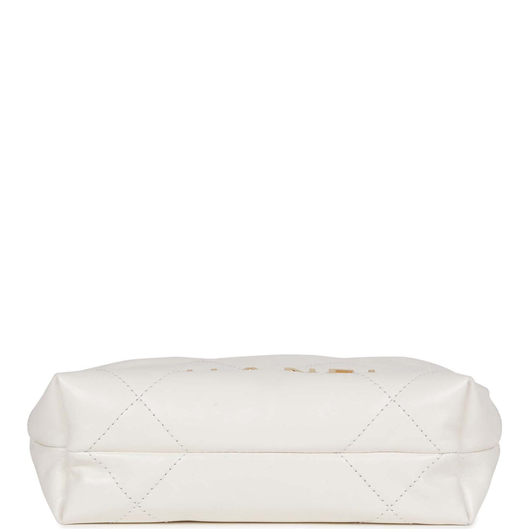 Top Quality Chanel Mini 22 Bag White Calfskin Gold Hardware