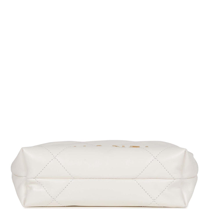 Top Quality Chanel Mini 22 Bag White Calfskin Gold Hardware