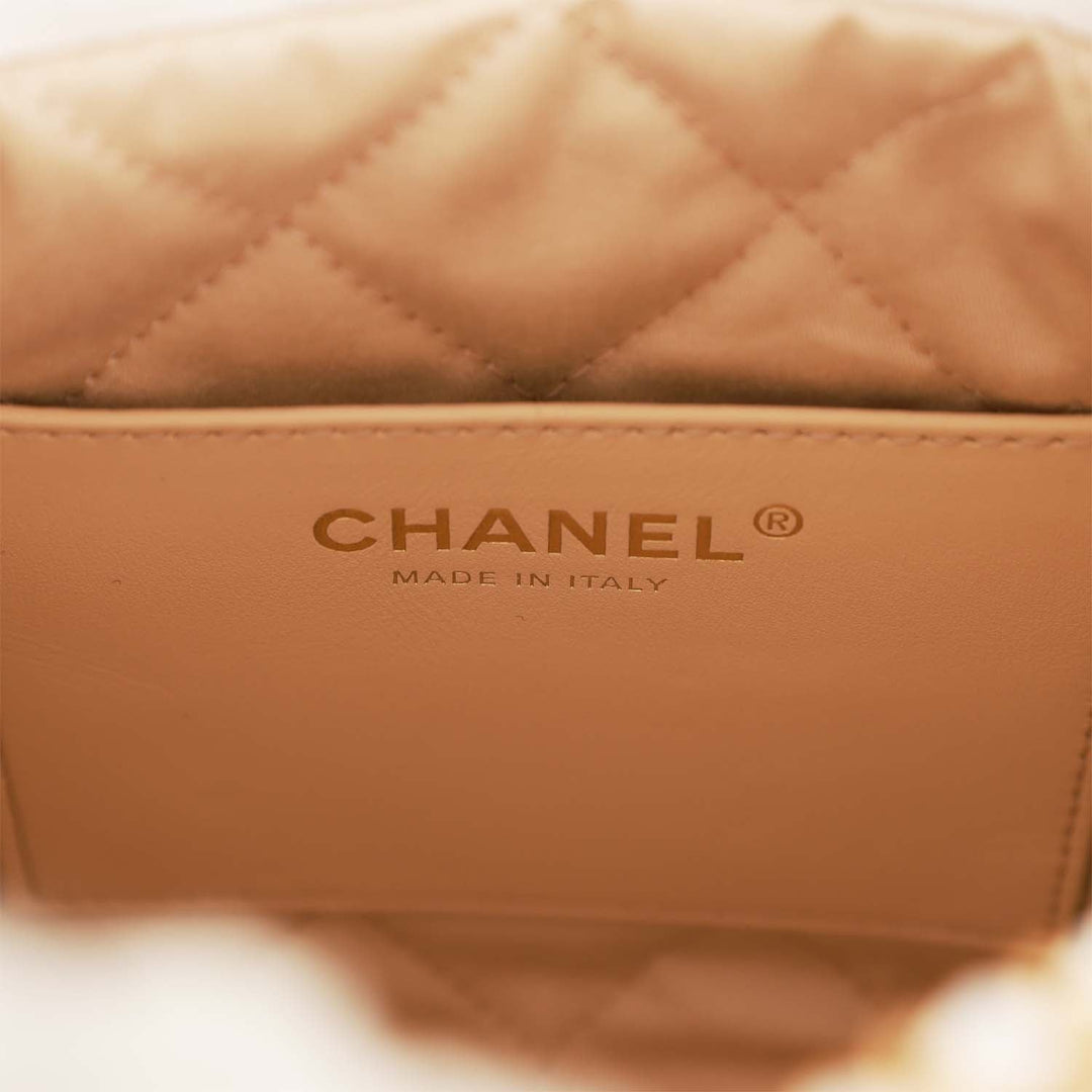 Top Quality Chanel Mini 22 Bag White Calfskin Gold Hardware