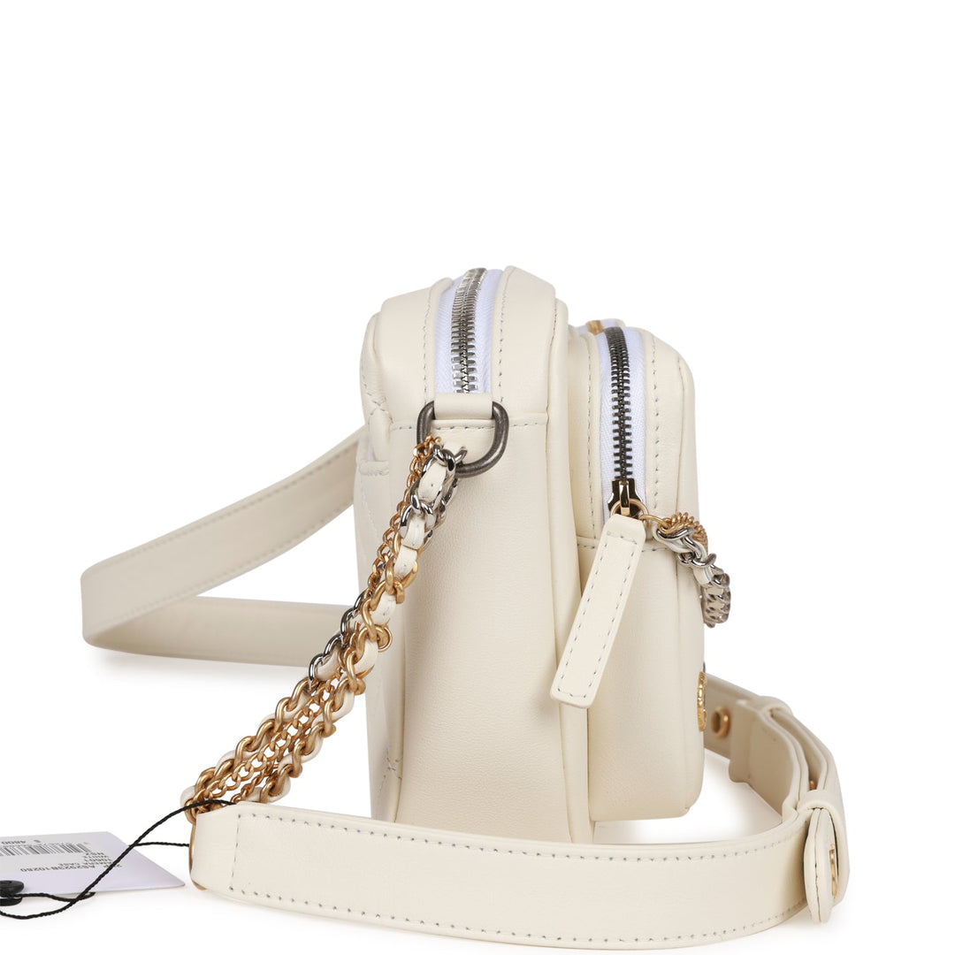 Top Quality Chanel Small Camera Bag White Calfskin Mixed Metal Hardware